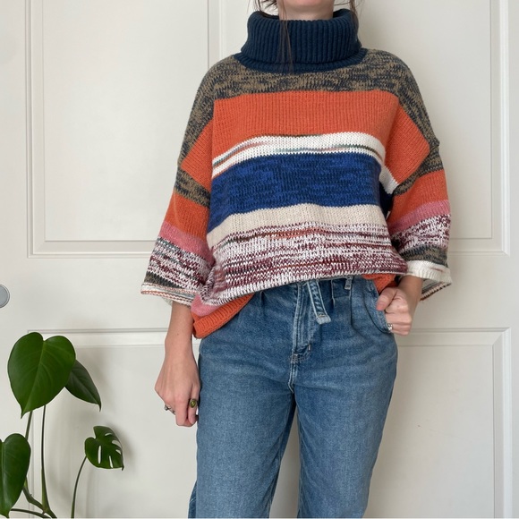 Urban Outfitters Striped Sweater Shirt Wide Sleeves Chunky Knit Long Sleeve - Picture 7 of 16
